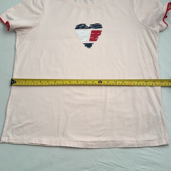 Tommy Hilfiger light pink red and blue heart graphic short sleeve t-shirt - Picture 7 of 9